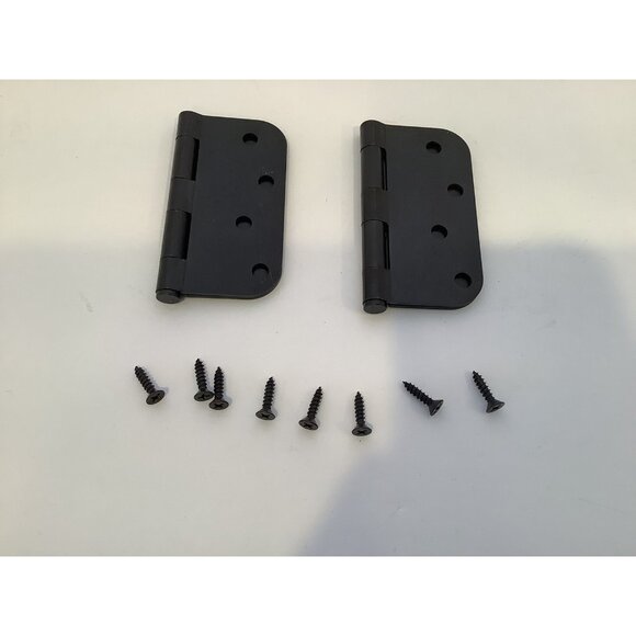 Black Metal Door Hinges Set Of 2 With Rounded Corners 4” 4 Holes Door Hardware - Picture 3 of 3